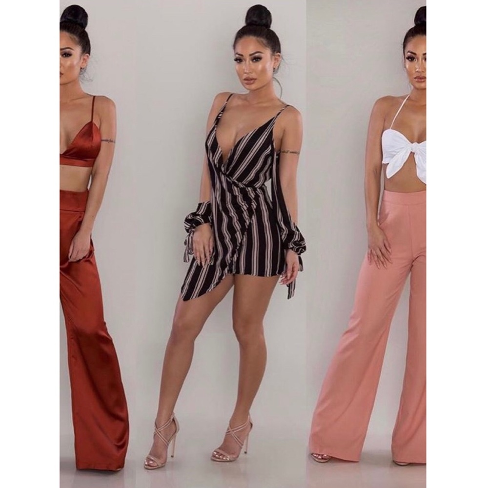 Striped Open Sleeve Romper